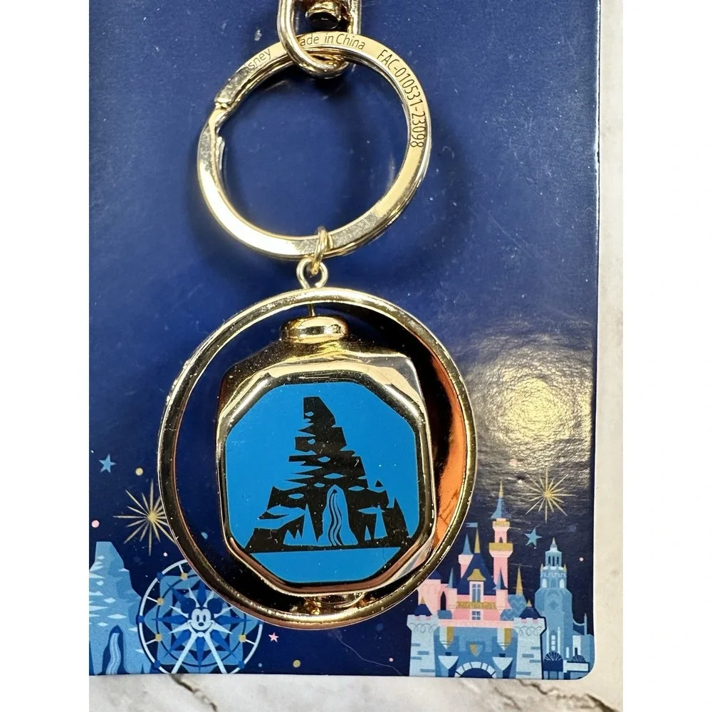 Disneyland Resort Spinner Keychain Castle Icons Disney Store Gold Tone
